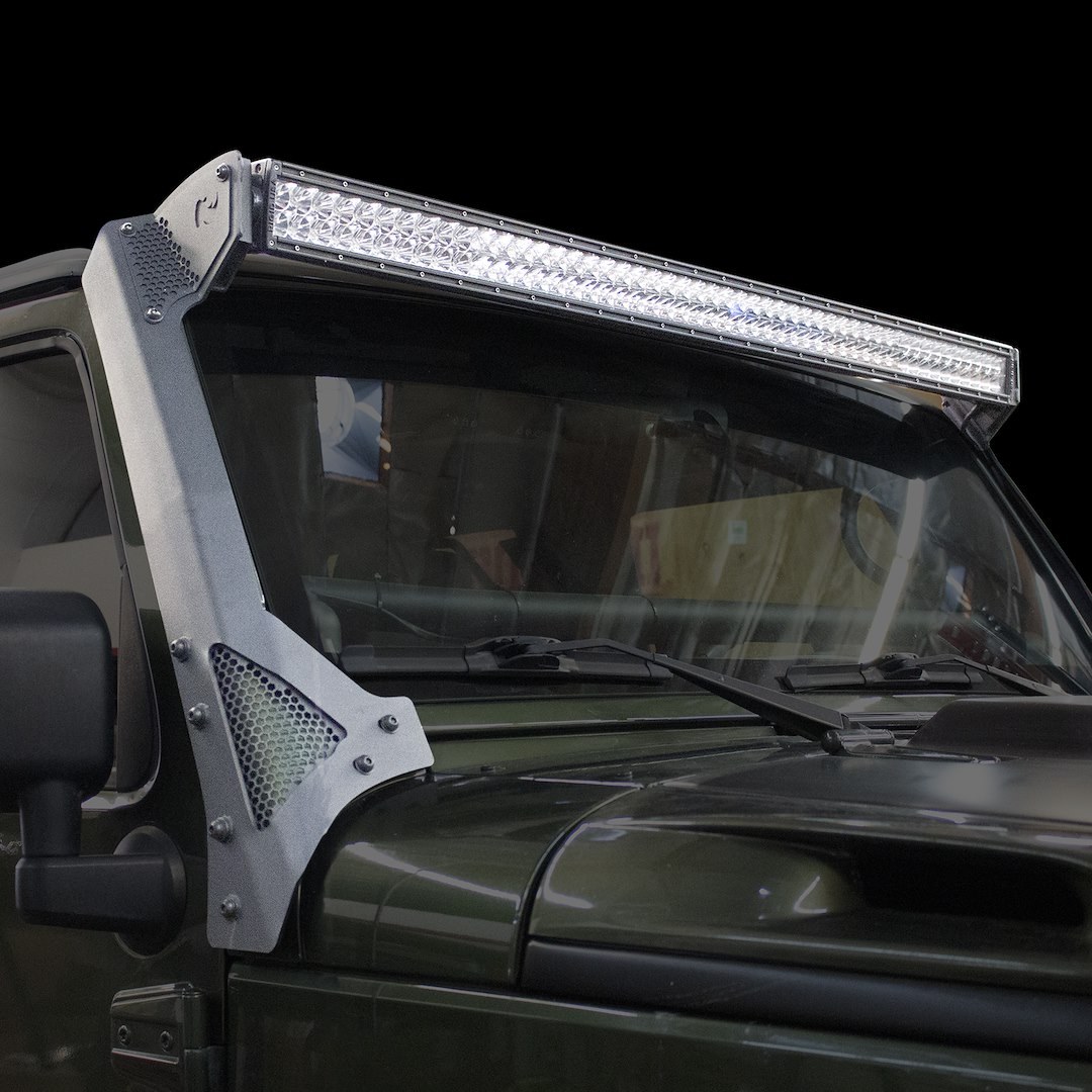 Go Rhino Light Bar Mounting Kit, Windshield Mount, Mounts One 50 Inch Light Bar, Textured, Black – 730503T