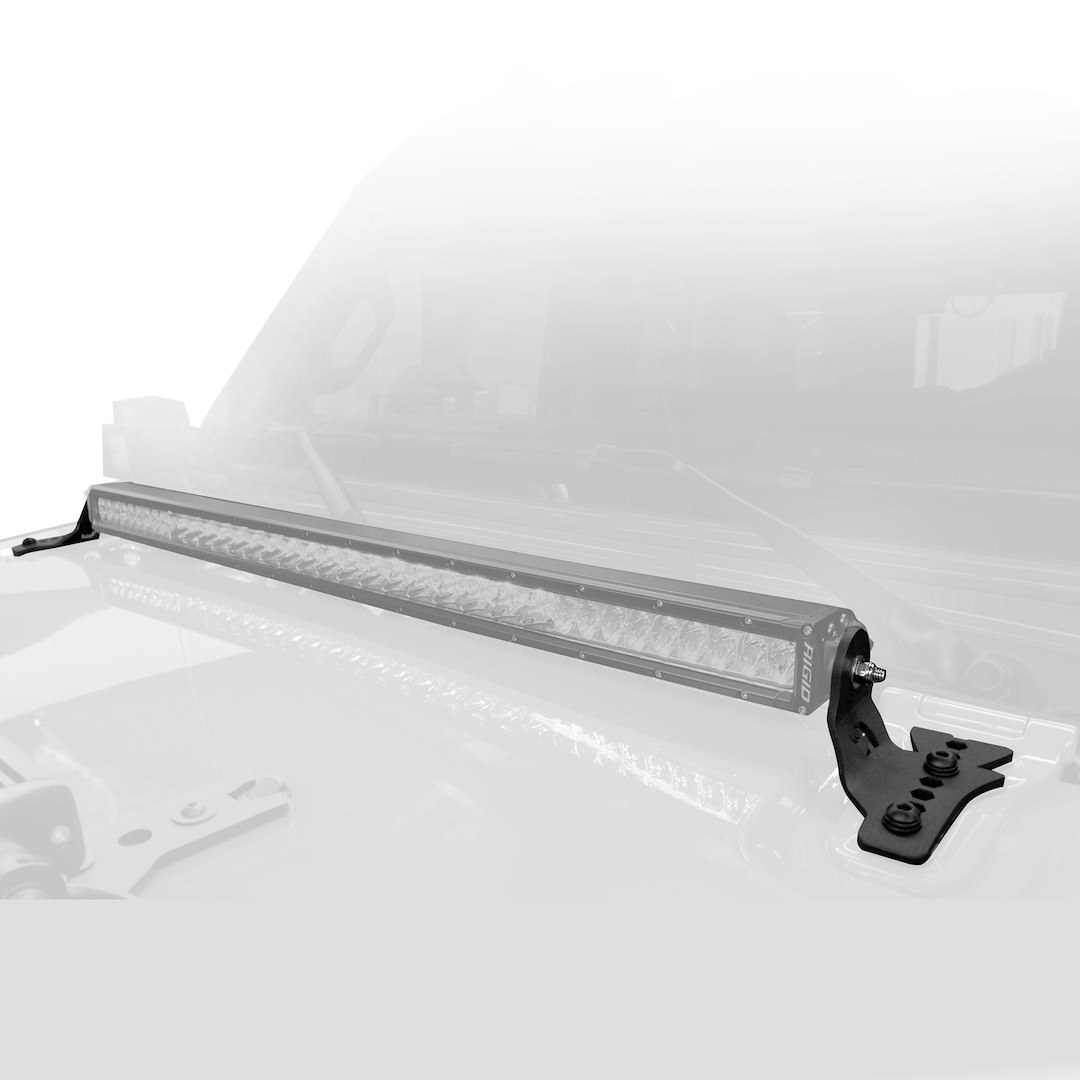Go Rhino Light Bar Mounting Kit, Hood Hinge Mount, Mounts One 30 Inch Single Row Light Bar, Textured Powder Coated, Black, Steel – 731300T
