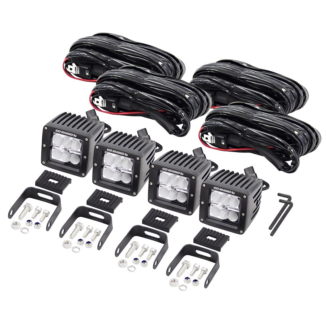 Go Rhino Multi Purpose Light – LED, 3 Inch Square, For Use as Flood or Spot Light, 1.4 Amp at 12 Volt/ 0.7 Amp at 24 Volt, Surface Mount – 751004