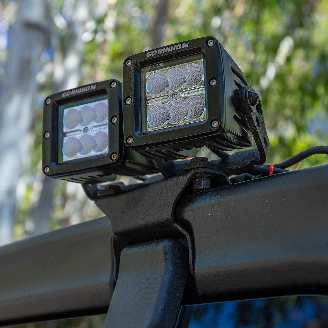 Go Rhino Multi Purpose Light – LED, 3 Inch Square, For Use as Flood or Spot Light, 1.4 Amp at 12 Volt/ 0.7 Amp at 24 Volt, Surface Mount – 751004
