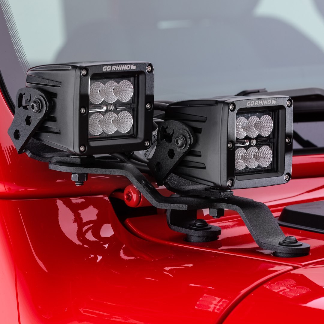 Go Rhino Multi Purpose Light – LED, 3 Inch Square, For Use as Flood or Spot Light, 1.4 Amp at 12 Volt/ 0.7 Amp at 24 Volt, Surface Mount – 751004