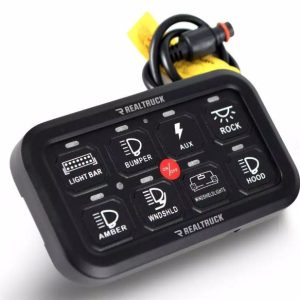 Go Rhino Switch Panel, With Eight Switches, With Fuse, Wiring Harness, Black, Aluminum – 758CHSCRBT