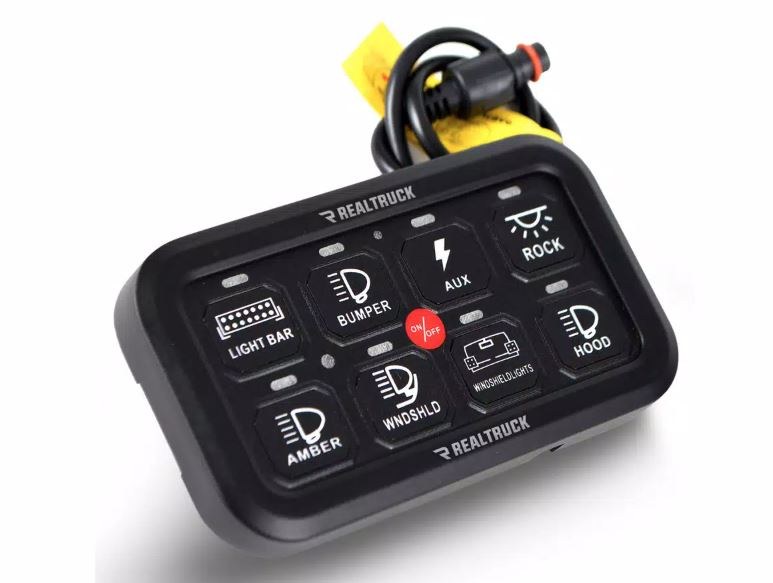 Go Rhino Switch Panel, With Eight Switches, With Fuse, Wiring Harness, Black, Aluminum – 758CHSCRBT