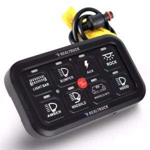 Go Rhino Switch Panel, With Eight Switches, With Fuse, Wiring Harness, Black, Aluminum – 758CHSCRGB