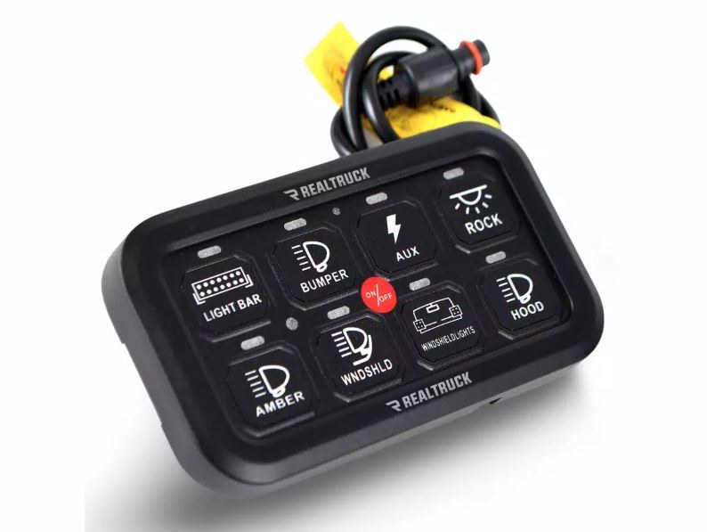 Go Rhino Switch Panel, With Eight Switches, With Fuse, Wiring Harness, Black, Aluminum – 758CHSCRGB