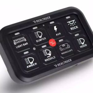 Go Rhino Switch Panel, With Eight Switches, With Fuse, Wiring Harness, Black, Aluminum – 758CHSCRRF