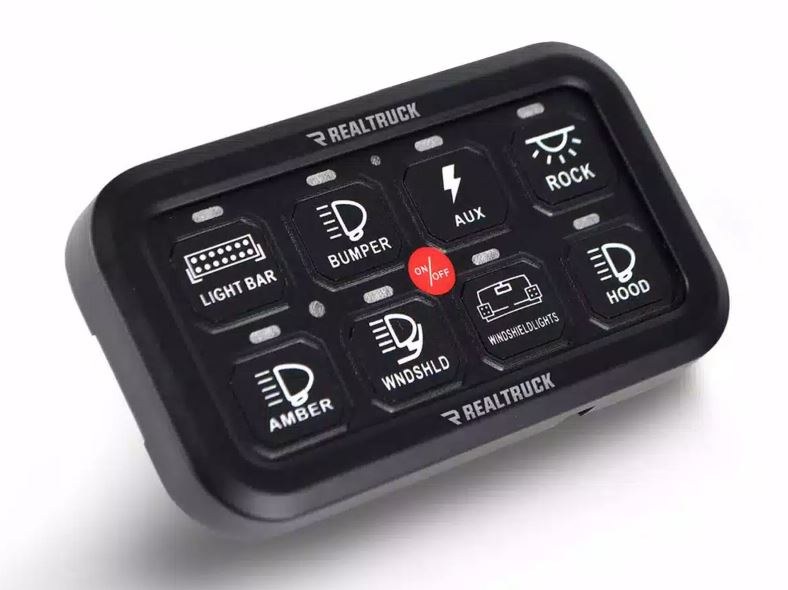 Go Rhino Switch Panel, With Eight Switches, With Fuse, Wiring Harness, Black, Aluminum – 758CHSCRRF