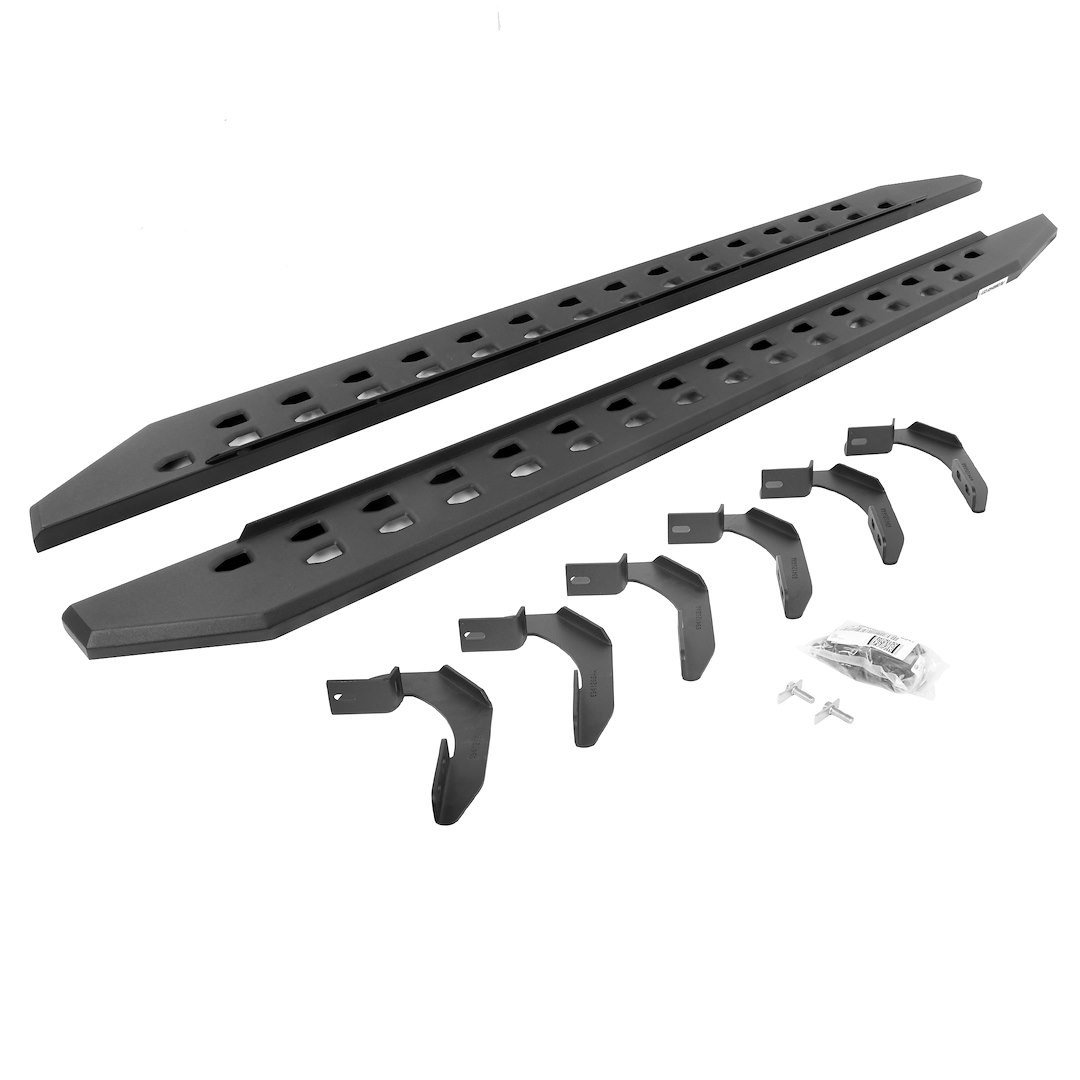 Go Rhino Running Board, RB20 Slim Line, Textured Powder Coated, Black, Mild Steel, Rocker Panel Mount – 69412680SPC