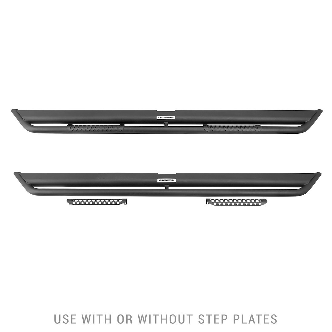 Go Rhino Running Board, Dominator Ds, Textured, Black, Steel, Body/ Frame Mount, With Full Length Slider with Outer Rub Rail – DS4131T
