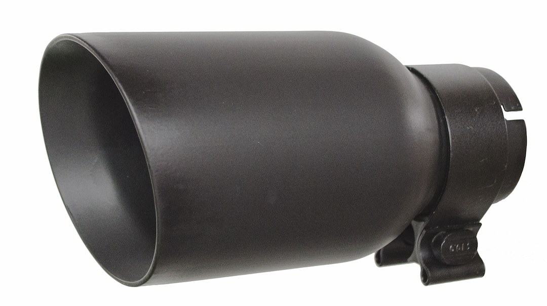 Go Rhino Exhaust Tail Pipe Tip, 2-1/2 Inch Inside Diameter, 4 Inch Outside Diameter, Black Textured Powder Coated Stainless Steel, Round – GRT21248FB