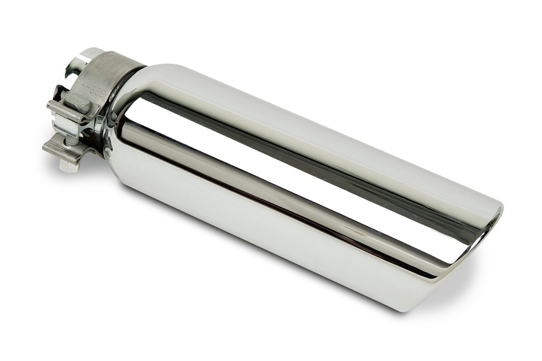 Go Rhino Exhaust Tail Pipe Tip, 2-1/4 Inch Inside Diameter, 3 Inch Outside Diameter, Chrome Plated Stainless Steel, Round, Angle Cut – GRT22536