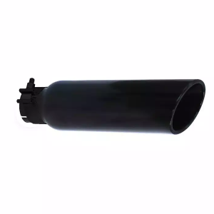 Go Rhino Exhaust Tail Pipe Tip, 2-1/4 Inch Inside Diameter, 3 Inch Outside Diameter, Black Powder Coated Stainless Steel, Round, Angle Cut – GRT22536B