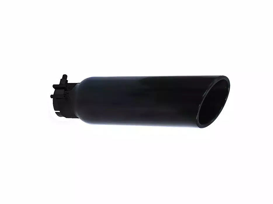 Go Rhino Exhaust Tail Pipe Tip, 2-1/4 Inch Inside Diameter, 3 Inch Outside Diameter, Black Powder Coated Stainless Steel, Round, Angle Cut – GRT22536B