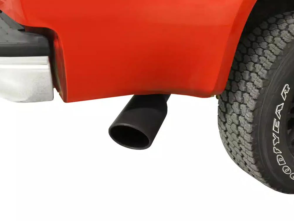 Go Rhino Exhaust Tail Pipe Tip, 2-1/4 Inch Inside Diameter, 3 Inch Outside Diameter, Black Powder Coated Stainless Steel, Round, Angle Cut – GRT22536B