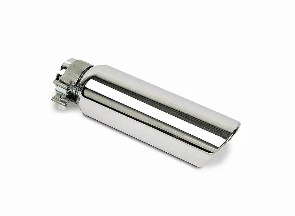 Go Rhino Exhaust Tail Pipe Tip, 2-1/4 Inch Inside Diameter, 4 Inch Outside Diameter, Chrome Plated Stainless Steel, Round, Angle Cut – GRT225414