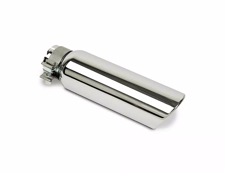 Go Rhino Exhaust Tail Pipe Tip, 2 Inch Inside Diameter, 3 Inch Outside Diameter, Chrome Plated Stainless Steel, Round, Angle Cut – GRT2310