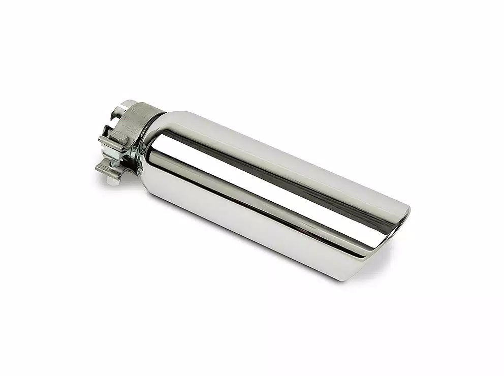 Go Rhino Exhaust Tail Pipe Tip, 2-3/4 Inch Inside Diameter, 4 Inch Outside Diameter, Chrome Plated Stainless Steel, Round, Angle Cut – GRT234414
