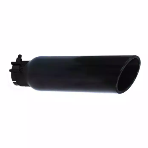 Go Rhino Exhaust Tail Pipe Tip, 2 Inch Inside Diameter, 3 Inch Outside Diameter, Black Powder Coated Stainless Steel, Round, Angle Cut – GRT236B