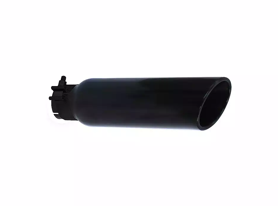 Go Rhino Exhaust Tail Pipe Tip, 2 Inch Inside Diameter, 3 Inch Outside Diameter, Black Powder Coated Stainless Steel, Round, Angle Cut – GRT236B