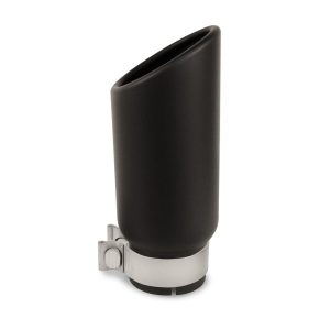 Go Rhino Exhaust Tail Pipe Tip, 3 Inch Inside Diameter, 4 Inch Outside Diameter, Black Powder Coated Stainless Steel, Round, Angle Cut – GRT3410B