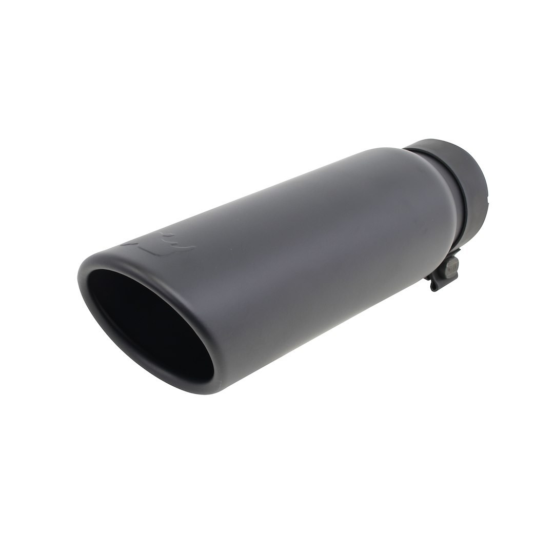 Go Rhino Exhaust Tail Pipe Tip, 3 Inch Inside Diameter, 4 Inch Outside Diameter, Black Powder Coated Stainless Steel, Round, Angle Cut – GRT3414B
