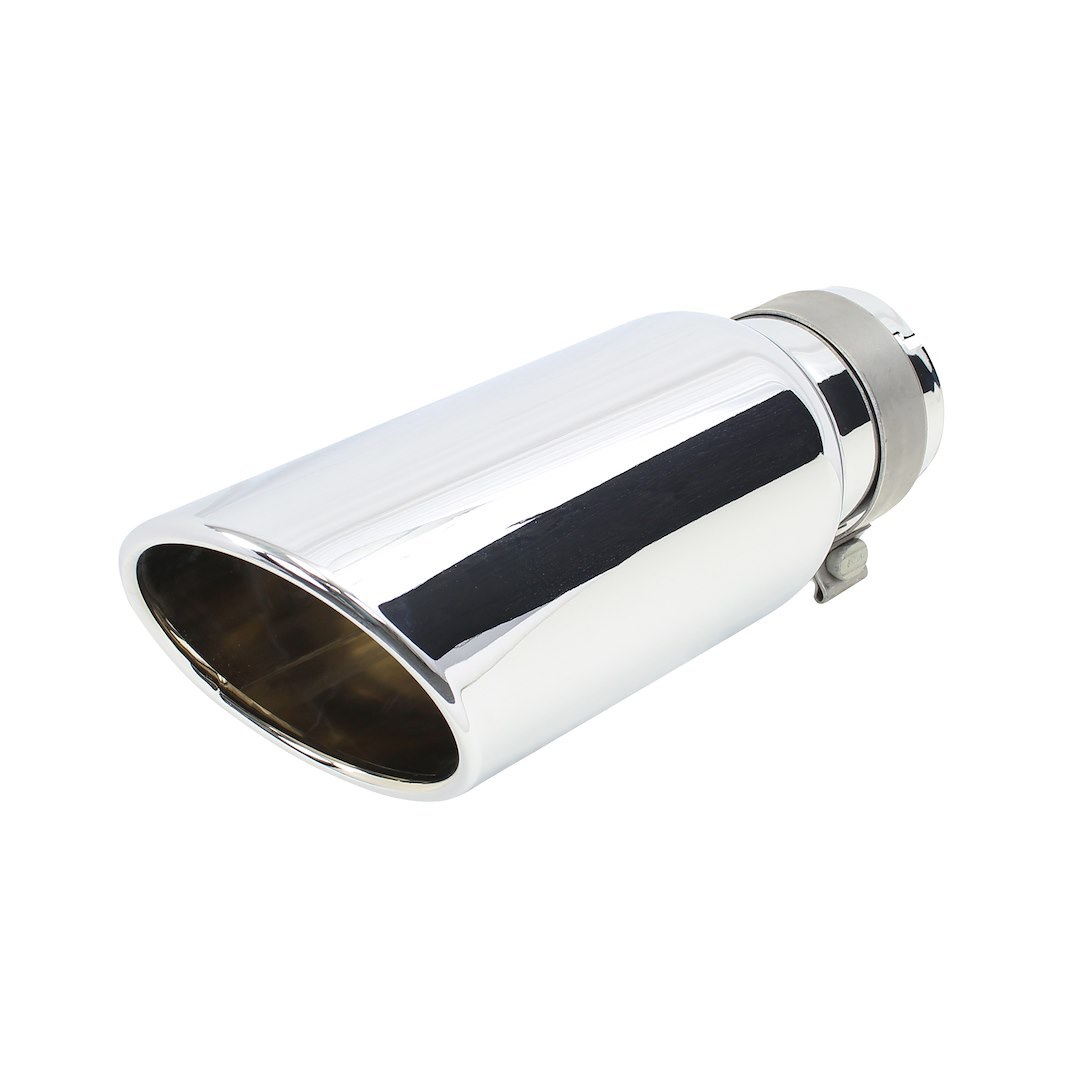 Go Rhino Exhaust Tail Pipe Tip, 3-1/2 Inch Inside Diameter, 5 Inch Outside Diameter, Chrome Plated Stainless Steel, Round, Angle Cut – GRT35514