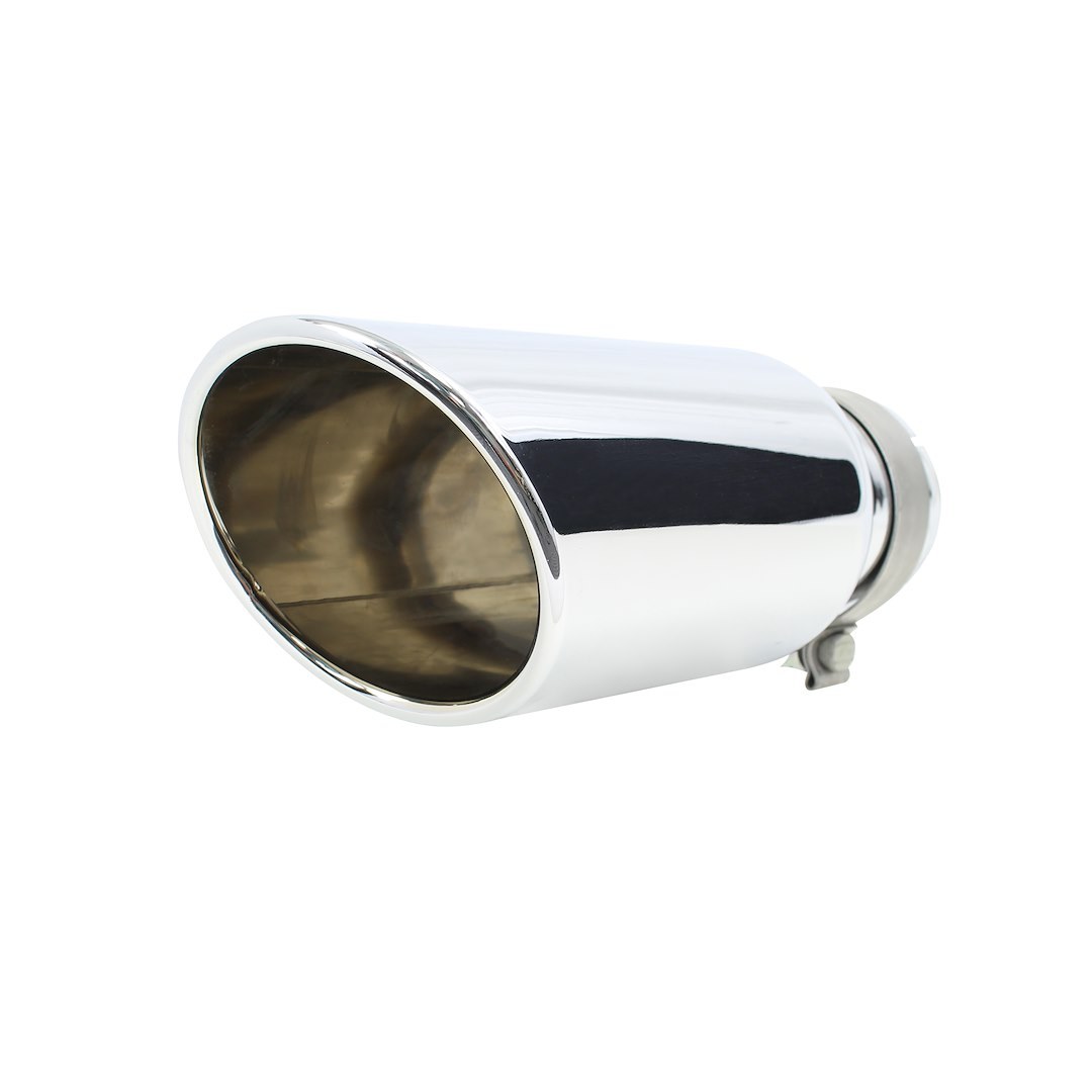 Go Rhino Exhaust Tail Pipe Tip, 3-1/2 Inch Inside Diameter, 5 Inch Outside Diameter, Chrome Plated Stainless Steel, Round, Angle Cut – GRT35514