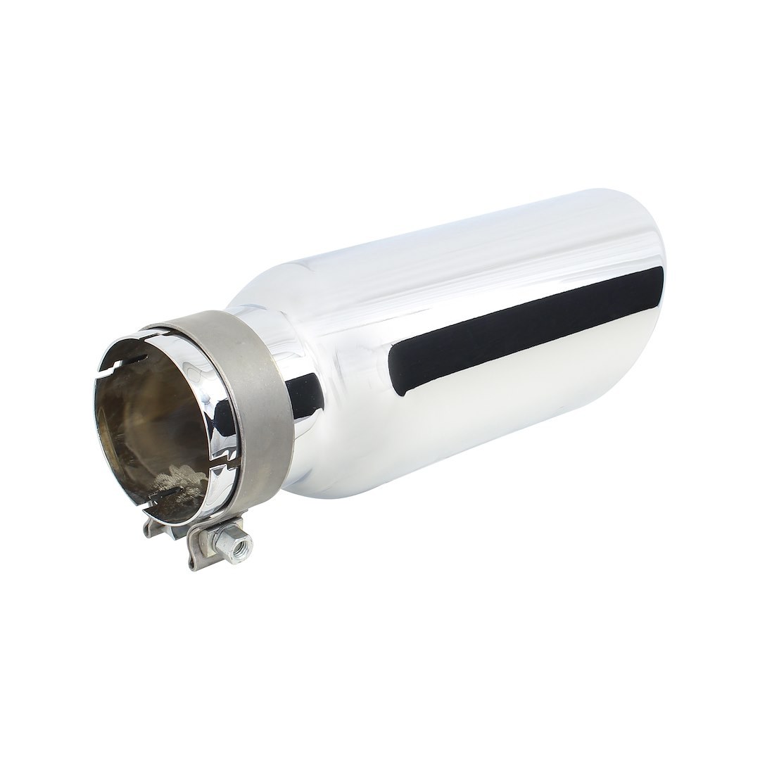 Go Rhino Exhaust Tail Pipe Tip, 3-1/2 Inch Inside Diameter, 5 Inch Outside Diameter, Chrome Plated Stainless Steel, Round, Angle Cut – GRT35514