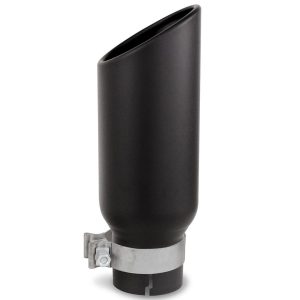 Go Rhino Exhaust Tail Pipe Tip, 3-1/2 Inch Inside Diameter, 5 Inch Outside Diameter, Black Powder Coated Stainless Steel, Round, Angle Cut – GRT35514B