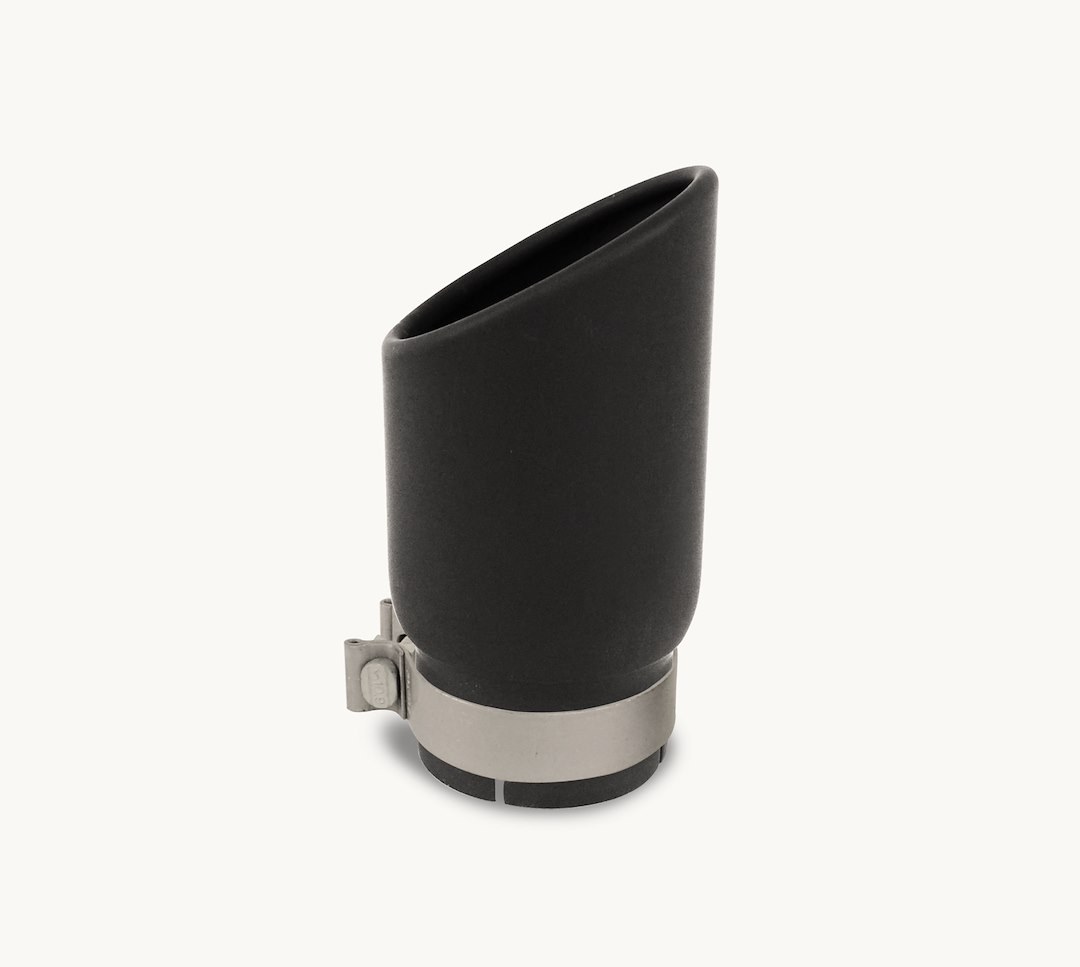 Go Rhino Exhaust Tail Pipe Tip, 4 Inch Inside Diameter, 5 Inch Outside Diameter, Black Powder Coated Stainless Steel, Round, Angle Cut – GRT4510B