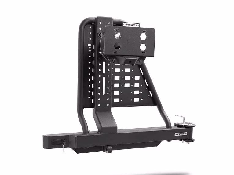 Go Rhino Spare Tire Carrier, Swing-A-Way, Hitch Receiver Mount, 37 Inch Tire, Powder Coat Textured Black, Steel, Universal – HC200T