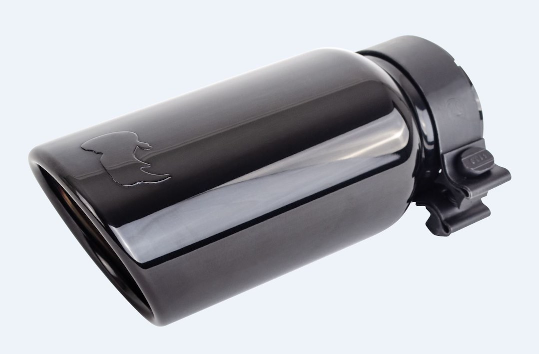 Go Rhino Exhaust Tail Pipe Tip, 2-3/4 Inch Inside Diameter, 4 Inch Outside Diameter, Black Chrome Stainless Steel, Round, Angle Cut – GRT234410BC