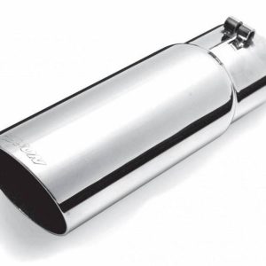 Gibson Exhst Exhaust Tail Pipe Tip, 3 Inch Inlet, 3-1/2 Inch Outlet, Stainless Steel, Round, Angled Cut, 12 Inch Length – 500360
