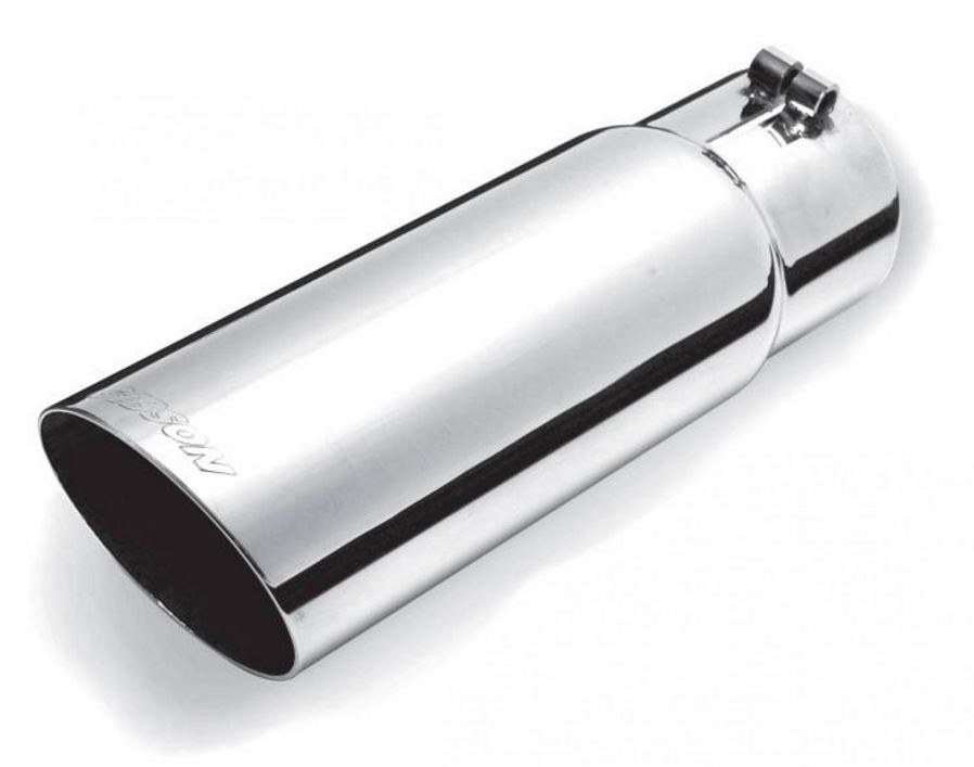 Gibson Exhst Exhaust Tail Pipe Tip, 3 Inch Inlet, 3-1/2 Inch Outlet, Stainless Steel, Round, Angled Cut, 12 Inch Length – 500360