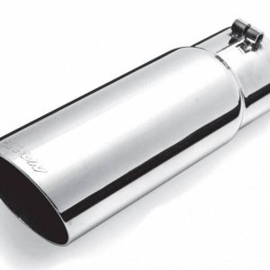 Gibson Exhst Exhaust Tail Pipe Tip, 2-1/2 Inch Inlet, 3 Inch Outlet, Stainless Steel, Round, Angled Cut, 8 Inch Length – 500361
