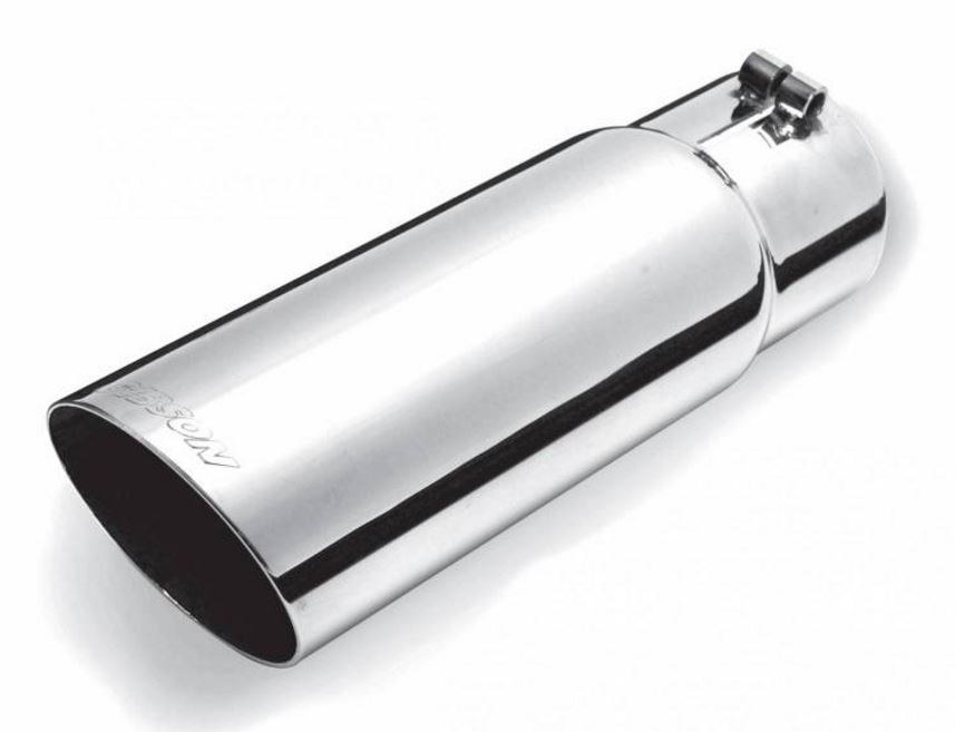 Gibson Exhst Exhaust Tail Pipe Tip, 2-1/2 Inch Inlet, 3 Inch Outlet, Stainless Steel, Round, Angled Cut, 8 Inch Length – 500361