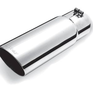 Gibson Exhst Exhaust Tail Pipe Tip, 2-3/4 Inch Inlet, 3-1/2 Inch Outlet, Stainless Steel, Round, Angled Cut, 12 Inch Length – 500372