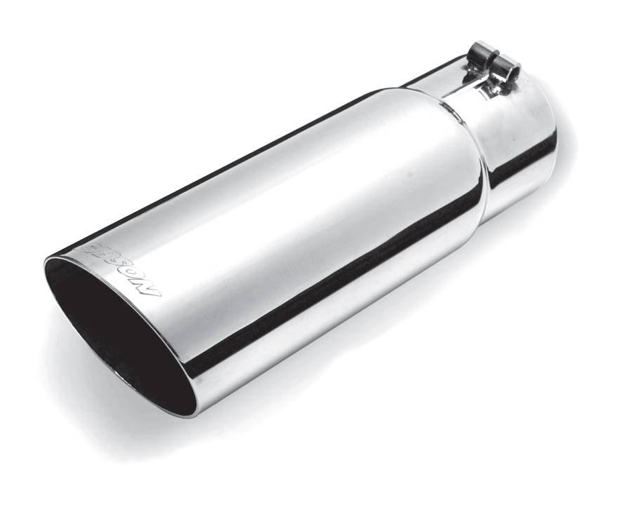 Gibson Exhst Exhaust Tail Pipe Tip, 2-3/4 Inch Inlet, 3-1/2 Inch Outlet, Stainless Steel, Round, Angled Cut, 12 Inch Length – 500372
