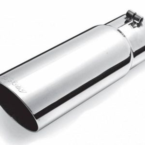 Gibson Exhst Exhaust Tail Pipe Tip, 2-1/2 Inch Inlet, 3-1/2 Inch Outlet, Stainless Steel, Round, Angled Cut, 12 Inch Length – 500374