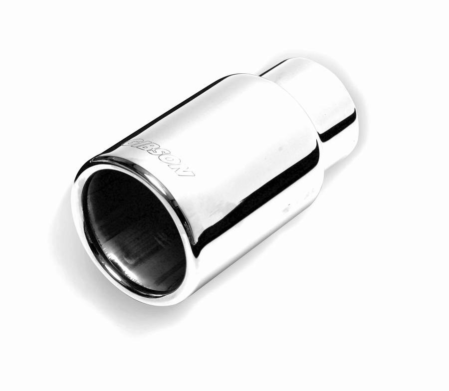 Gibson Exhst Exhaust Tail Pipe Tip, 2-1/2 Inch Inlet, 3-1/2 Inch Outlet, Polished Stainless Steel, Round, Straight Cut, Rolled Edge – 500632
