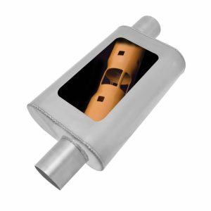 Gibson Exhst Exhaust Muffler, Mwa Performance, Stainless Steel, Single 2-1/4 Inch Offset Inlet X Single 2-1/4 Inch Offset Outlet – BM0103