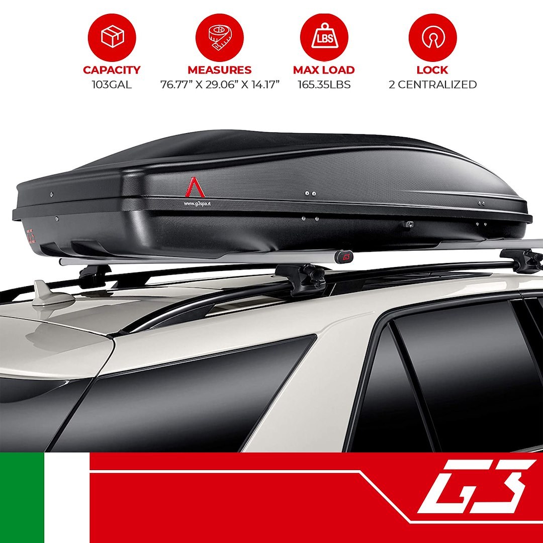 G3 S.p.a Cargo Carrier, Spark 480, Box Style, 165.35 Pound Max Load, 76.77 Inch Long X 29 Inch Wide X 14.17 Inch High – 22.407