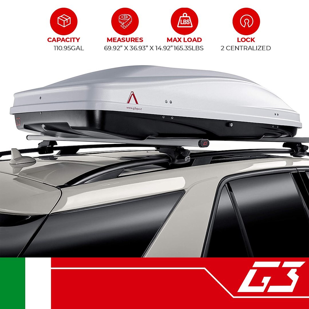 G3 S.p.a Cargo Carrier, Spark 520 Bianco, Box Style, 165.35 Pound Max Load, 69.92 Inch Long X 36.93 Inch Wide X 14.92 Inch High – 22.446