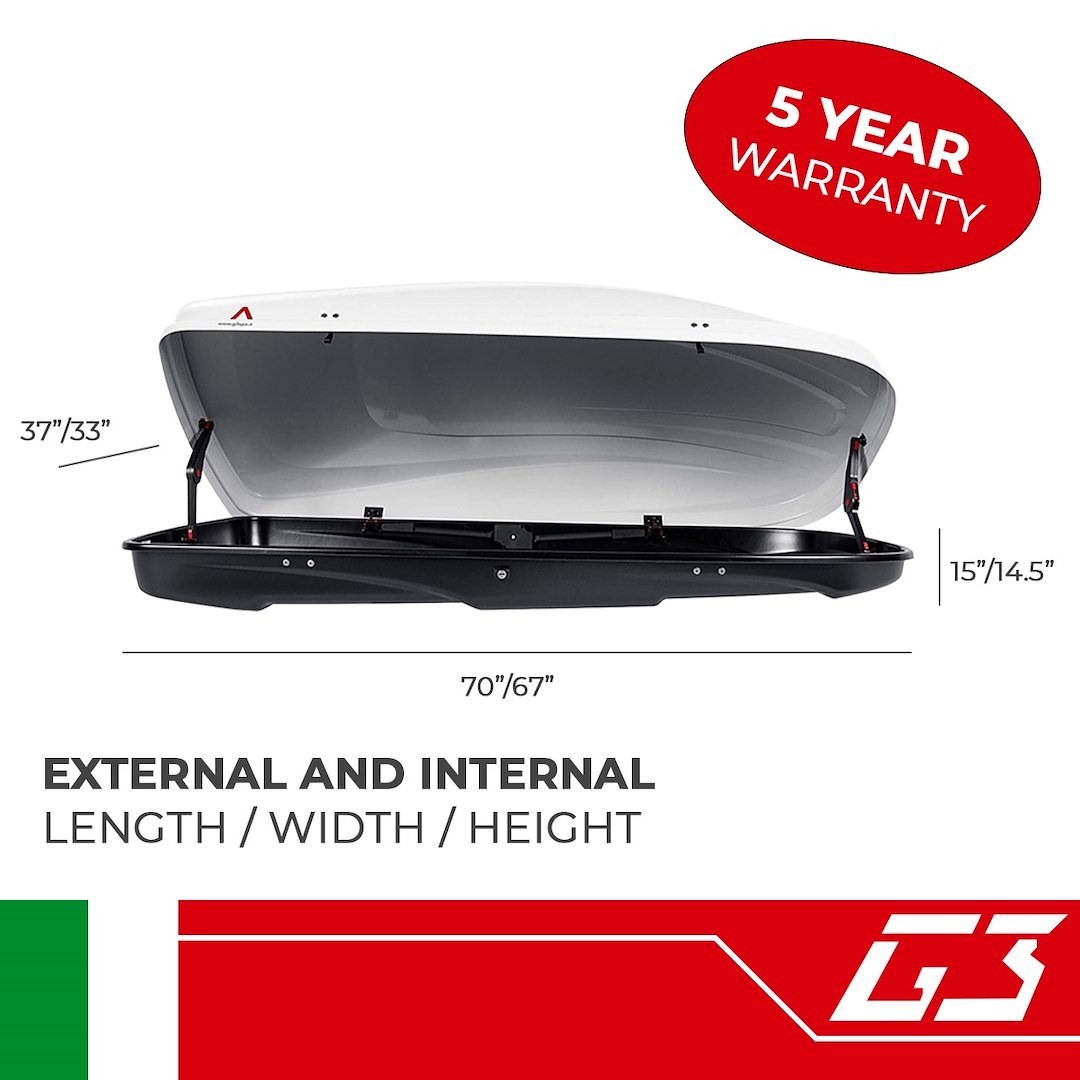 G3 S.p.a Cargo Carrier, Spark 520 Bianco, Box Style, 165.35 Pound Max Load, 69.92 Inch Long X 36.93 Inch Wide X 14.92 Inch High – 22.446