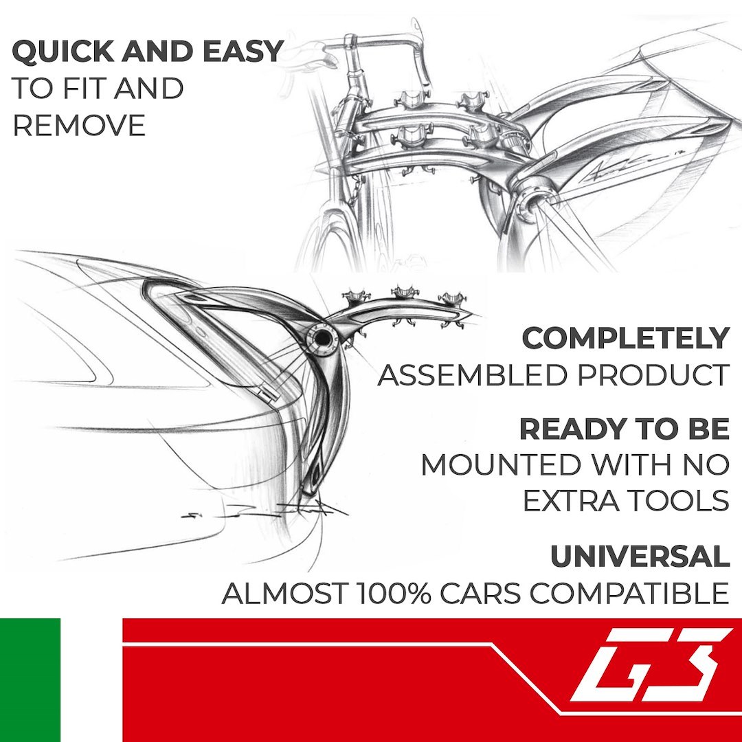 G3 S.p.a Bike Rack, Frame, Trunk/ Hatch Mount, Holds 3 Bikes, Frame Clamp, Without Lock, Non-Foldable, Black, Aluminum – 23.201