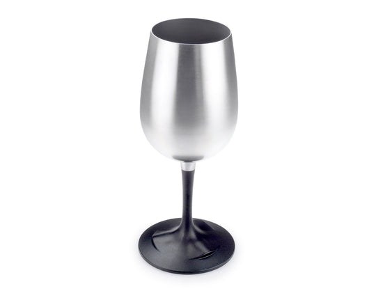 G.s.i.sports Drinking Glass, Glacier Stainless ®, Nesting Wine Glass, Brushed Stainless Steel/ Polycarbonate Stem Base, 10.8 Ounce – 63305