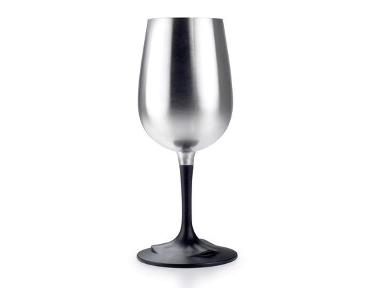 G.s.i.sports Drinking Glass, Glacier Stainless ®, Nesting Wine Glass, Brushed Stainless Steel/ Polycarbonate Stem Base, 10.8 Ounce – 63305