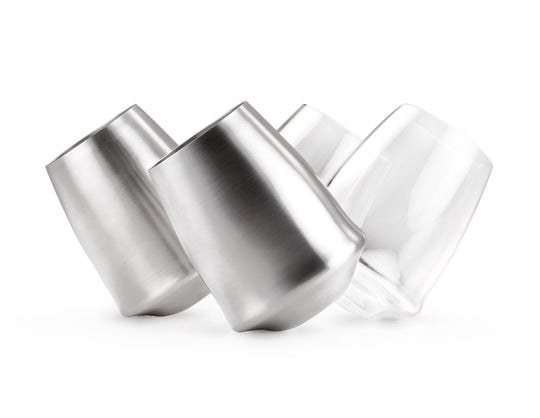 G.s.i.sports Drinking Glass, Glacier Stainless ®, Stemless Wine Glass, 11.7 Ounce, Stainless Steel – 63320