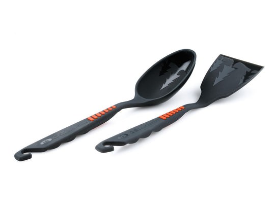 G.s.i.sports Kitchen Utensil, Pack Spoon/ Spatula Set, Matte, Black, Nylon with Silicone Grip – 74130