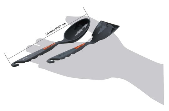 G.s.i.sports Kitchen Utensil, Pack Spoon/ Spatula Set, Matte, Black, Nylon with Silicone Grip – 74130